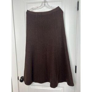 Lauren Ralph Lauren Chocolate Brown Textured Lambs Wool Midi Skirt Size Small